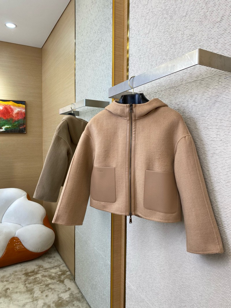 Fendi Old Flower Reversible Cashmere Short Jacket Khaki 5