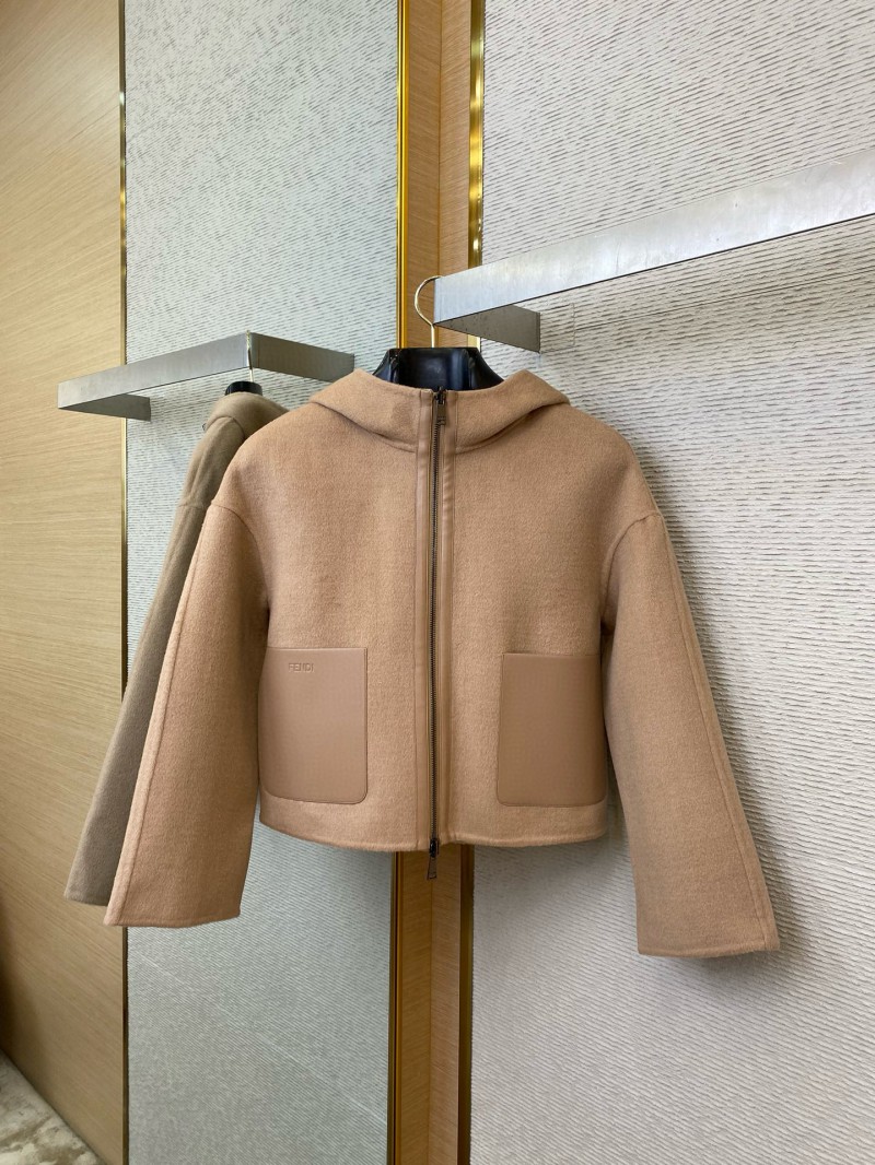 Fendi Old Flower Reversible Cashmere Short Jacket Khaki 7