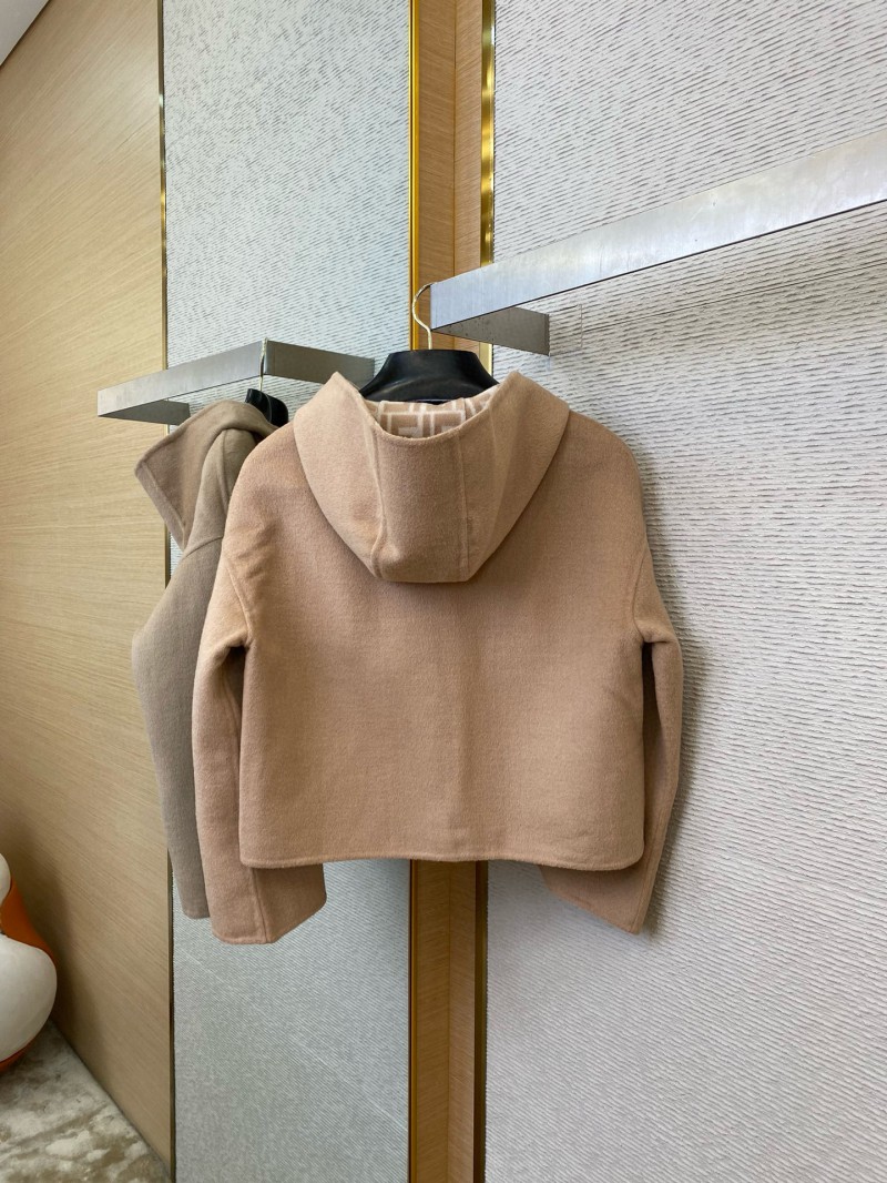 Fendi Old Flower Reversible Cashmere Short Jacket Khaki 8