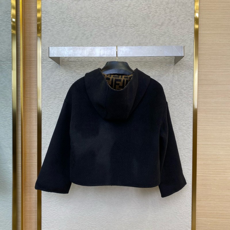 Fendi Old Flower Reversible Cashmere Short Jacket Black 1