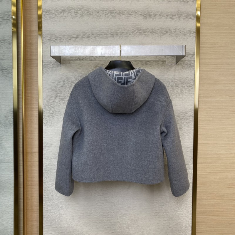 Fendi Old Flower Reversible Cashmere Short Jacket Grey 1