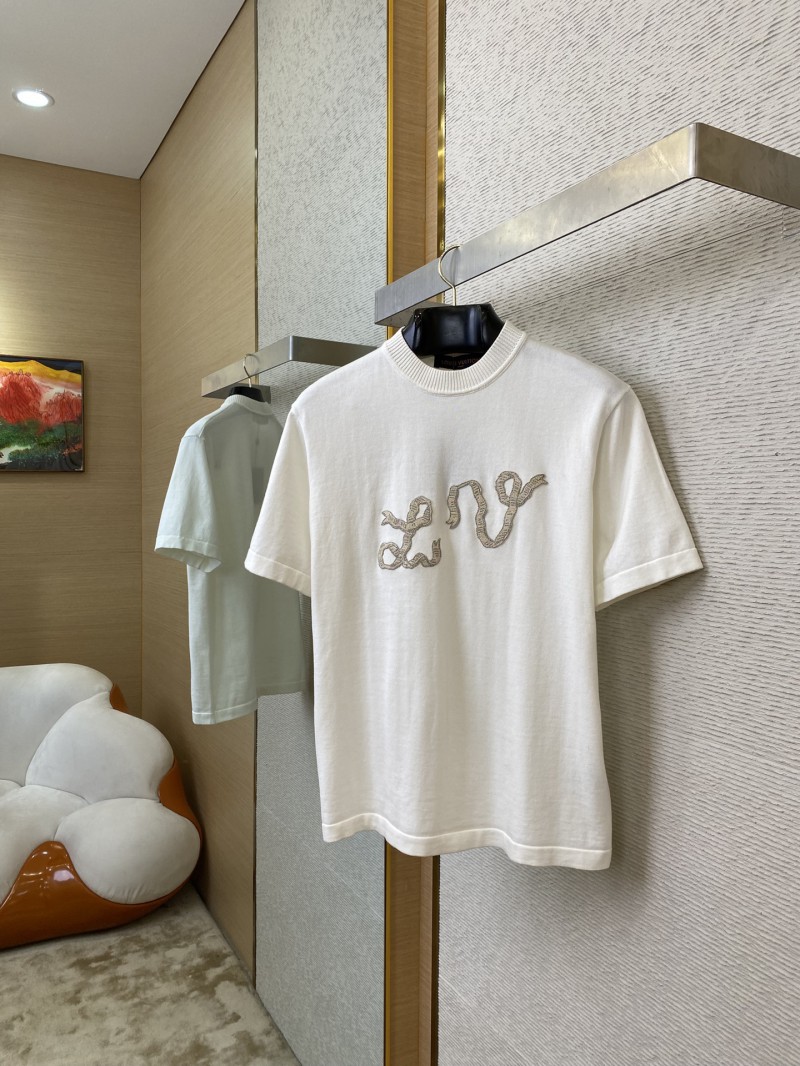 LV Beaded Embroidery Short Sleeve T-Shirt 2