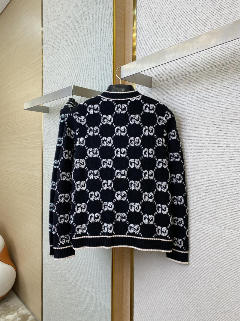 Gucci Shearling Jacquard Knit Cardigan Black 5