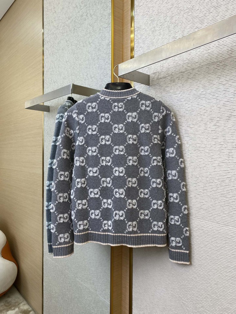 Gucci Shearling Jacquard Knit Cardigan Grey 5