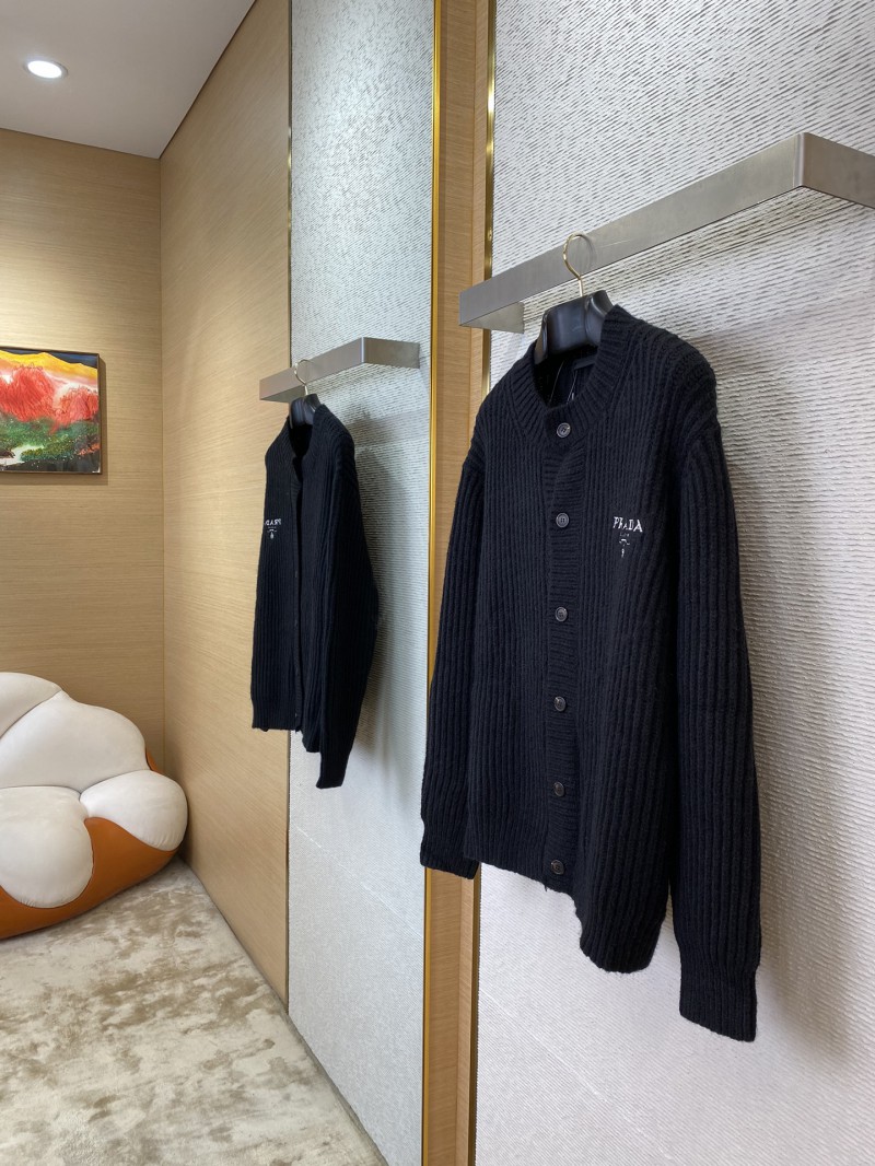 Prada Appliquéd Wool Cardigan Black 2