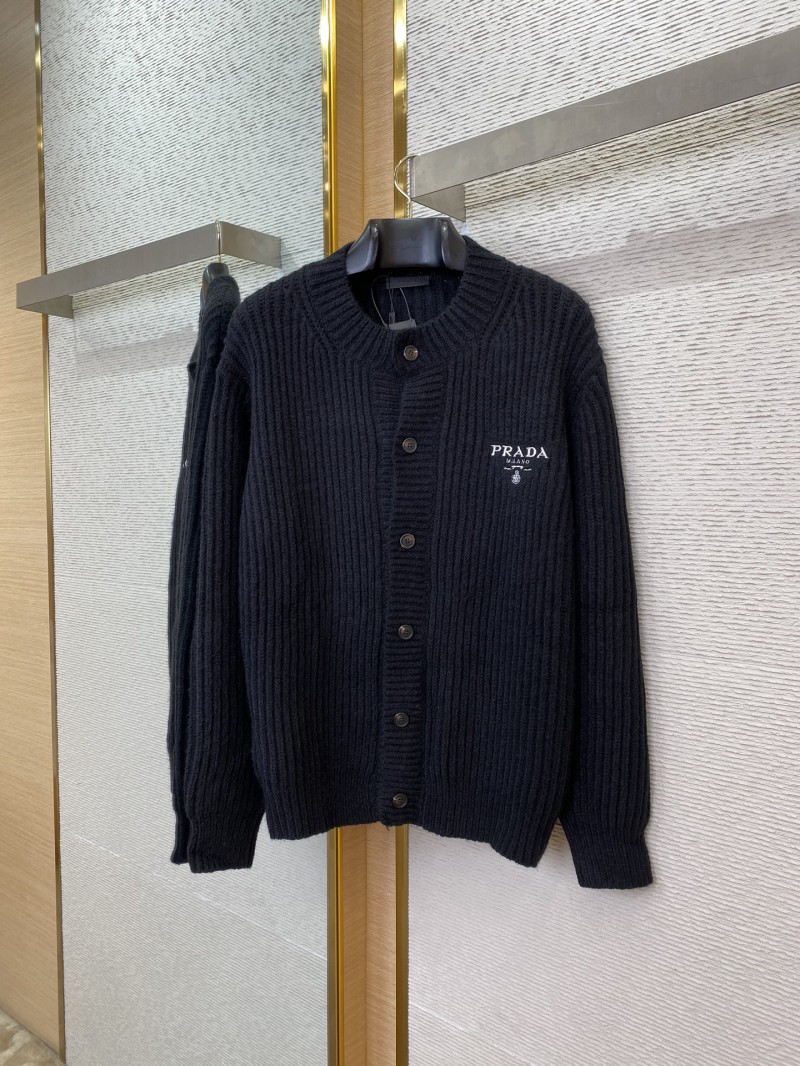 Prada Appliquéd Wool Cardigan Black 4
