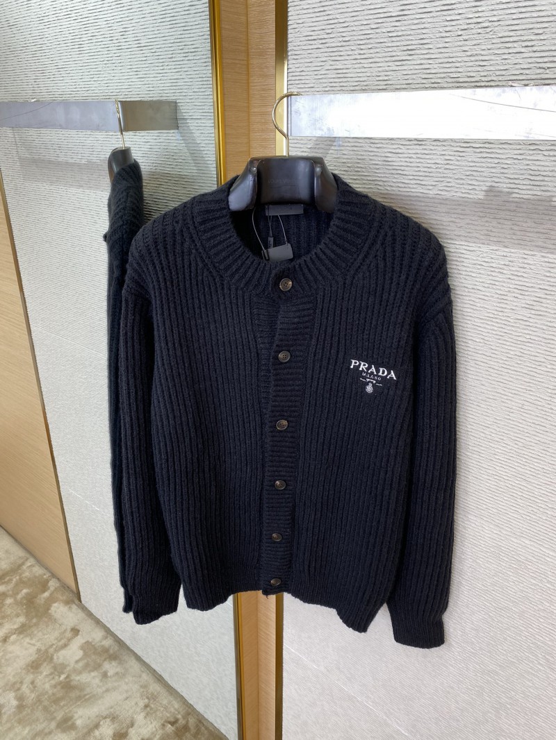 Prada Appliquéd Wool Cardigan Black 6