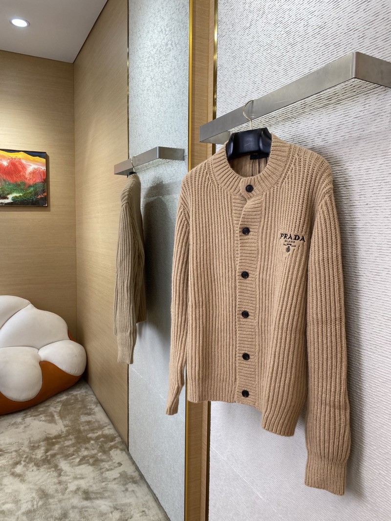 Prada Appliquéd Wool Cardigan Khaki 2
