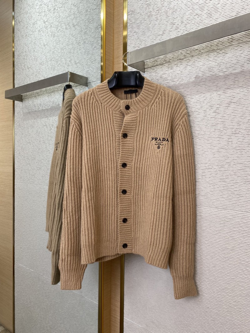 Prada Appliquéd Wool Cardigan Khaki 4