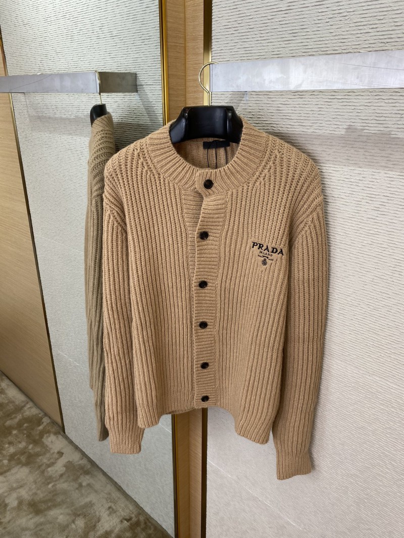 Prada Appliquéd Wool Cardigan Khaki 6