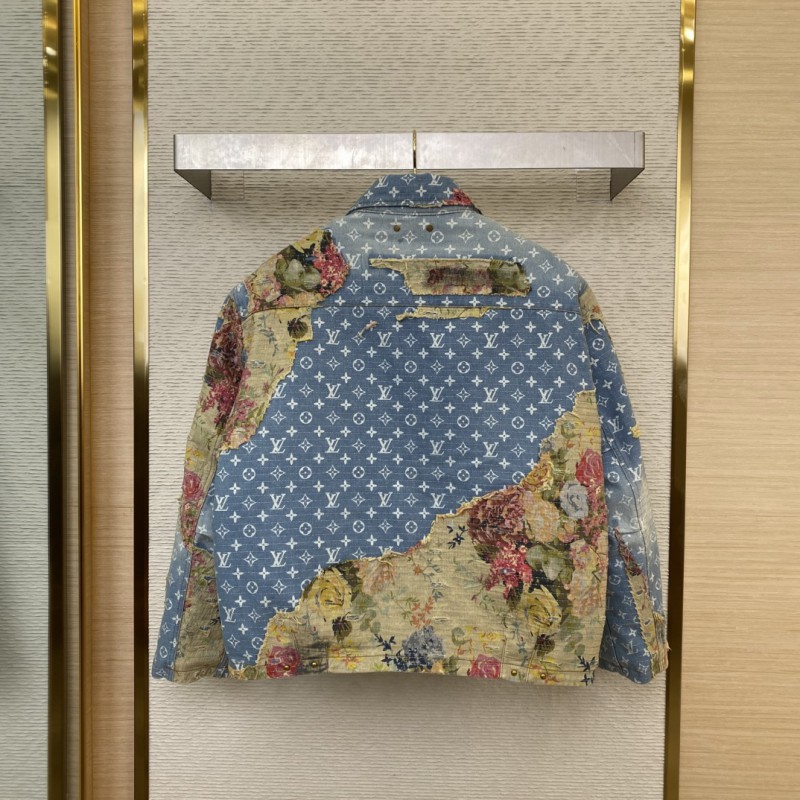 LV Floral Patchwork Denim Jacket Cotton Jacket Jacket 1