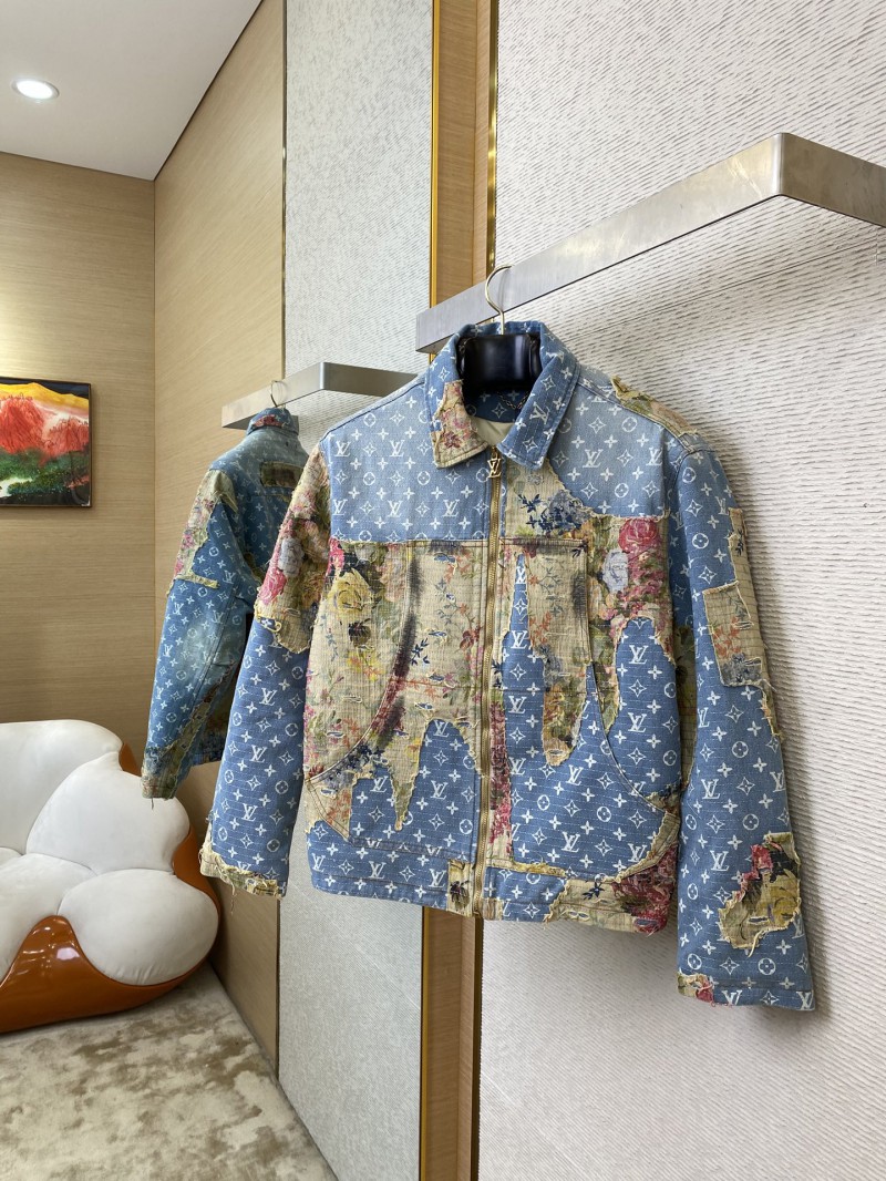 LV Floral Patchwork Denim Jacket Cotton Jacket Jacket 2