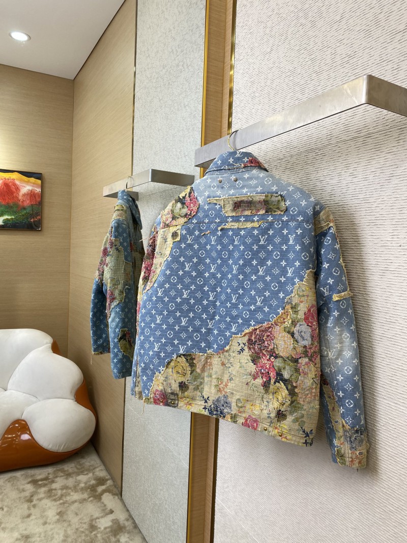 LV Floral Patchwork Denim Jacket Cotton Jacket Jacket 3