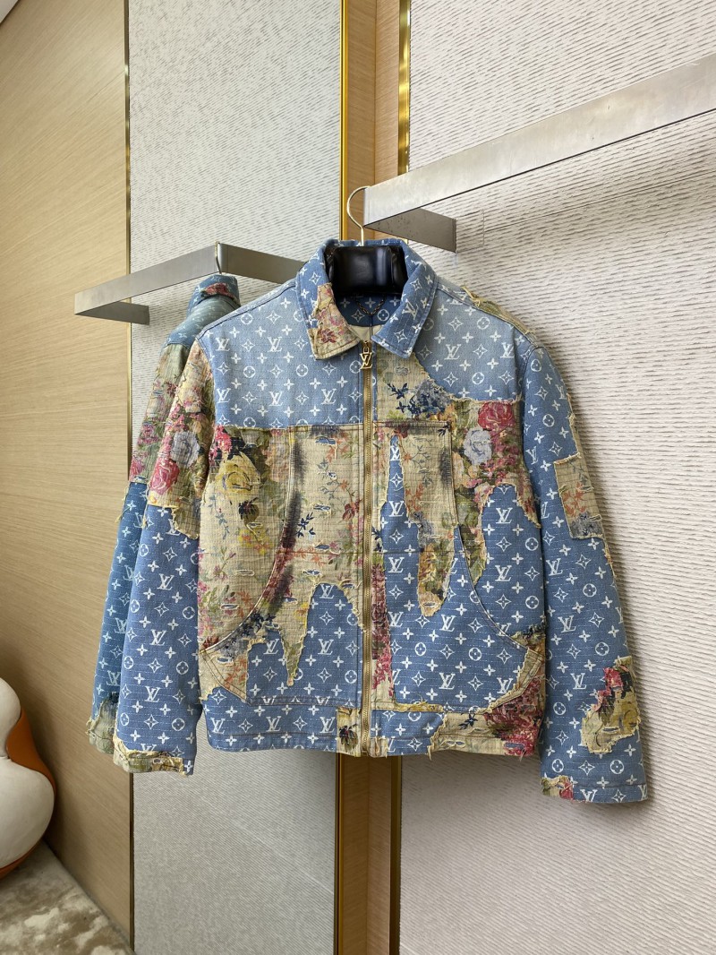 LV Floral Patchwork Denim Jacket Cotton Jacket Jacket 4