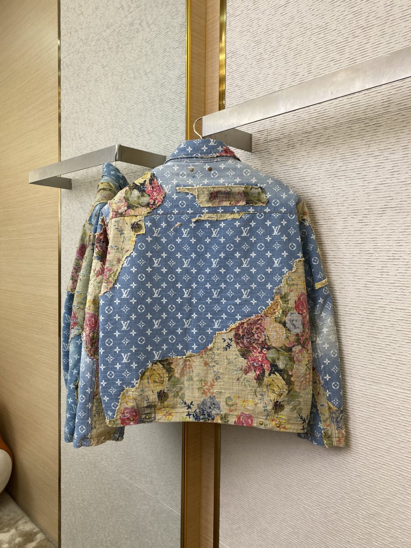 LV Floral Patchwork Denim Jacket Cotton Jacket Jacket 5
