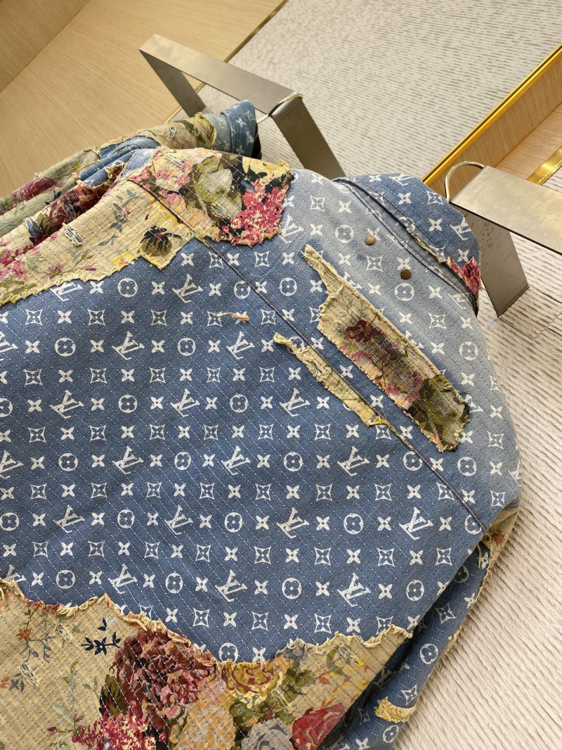 LV Floral Patchwork Denim Jacket Cotton Jacket Jacket 7