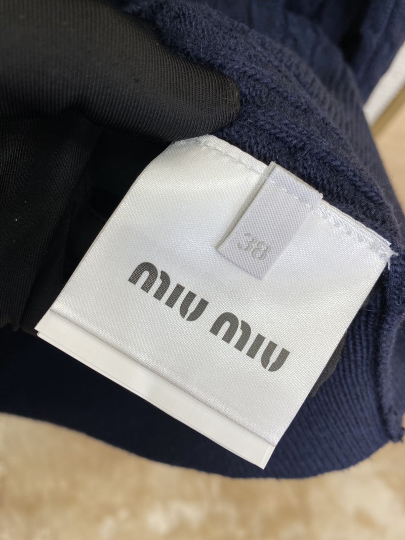 Miu Miu Logo Embroidered Pullover Navy 8