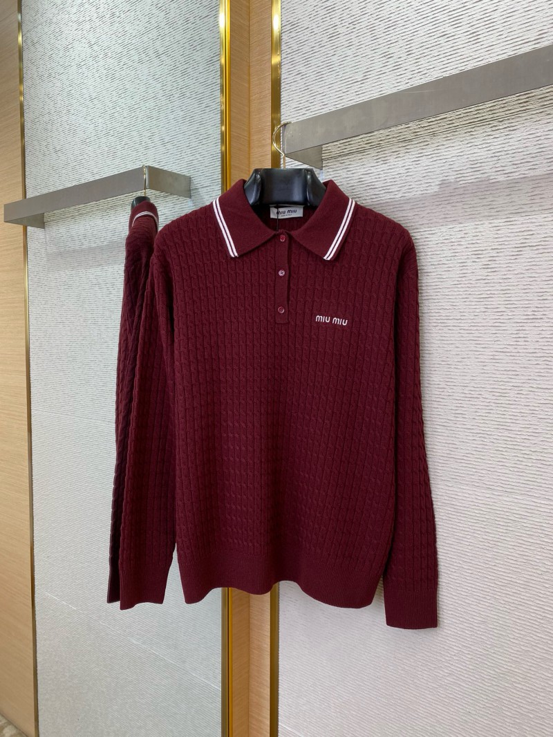 Miu Miu Logo Embroidered Pullover Red 4