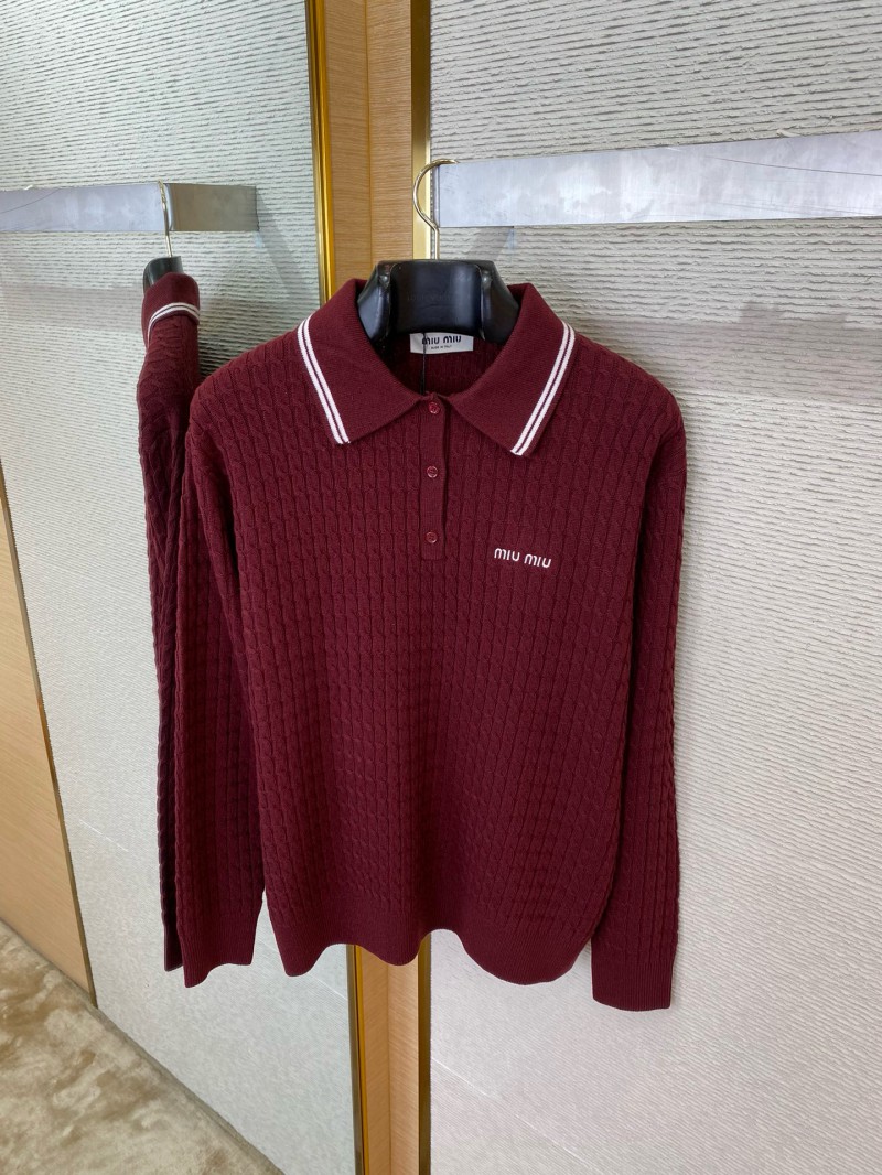 Miu Miu Logo Embroidered Pullover Red 6