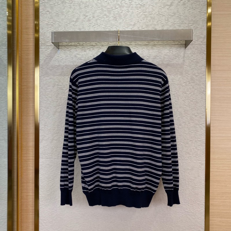 Miu Miu Striped Lapel Sweater Navy 1