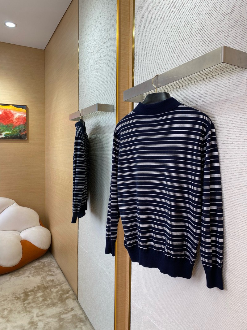 Miu Miu Striped Lapel Sweater Navy 3