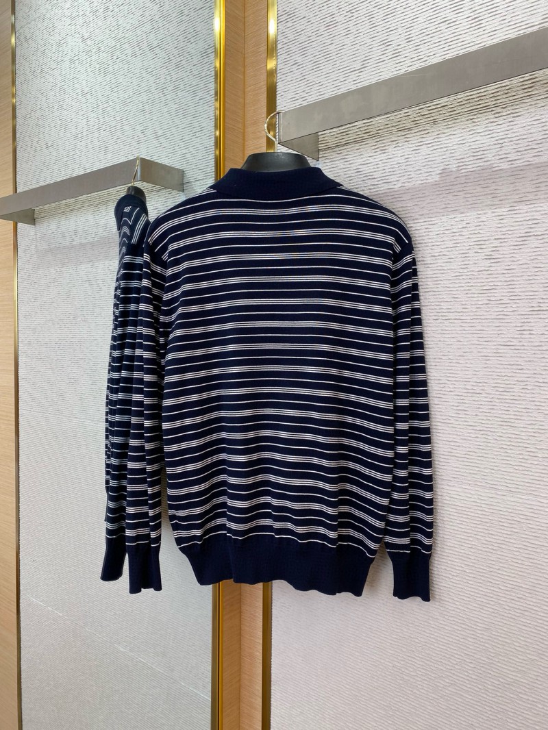 Miu Miu Striped Lapel Sweater Navy 5