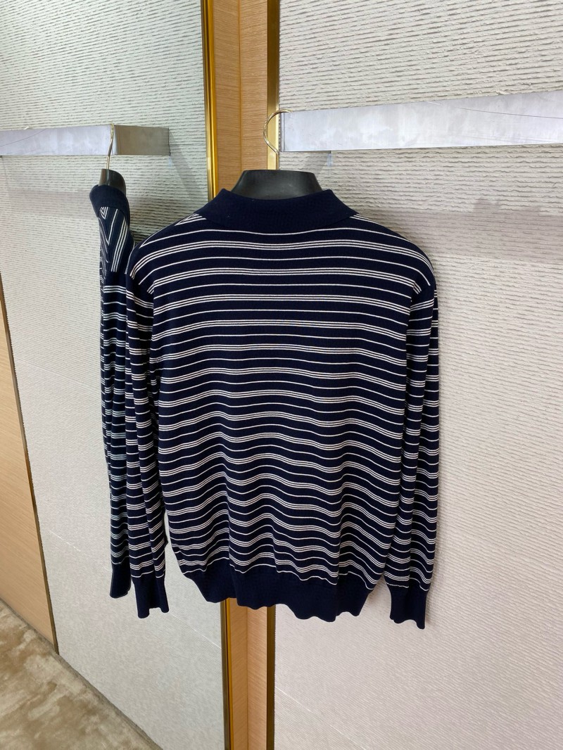 Miu Miu Striped Lapel Sweater Navy 7