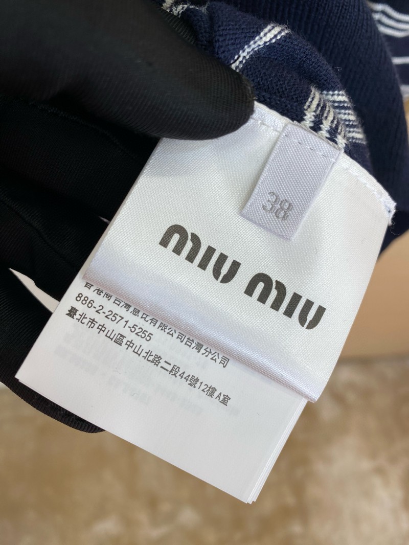 Miu Miu Striped Lapel Sweater Navy 8