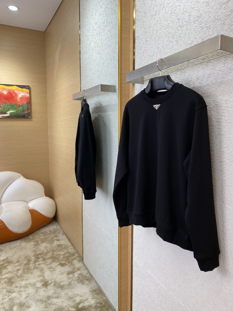 Prada Triangle Label Crew Neck Sweatshirt Black 1
