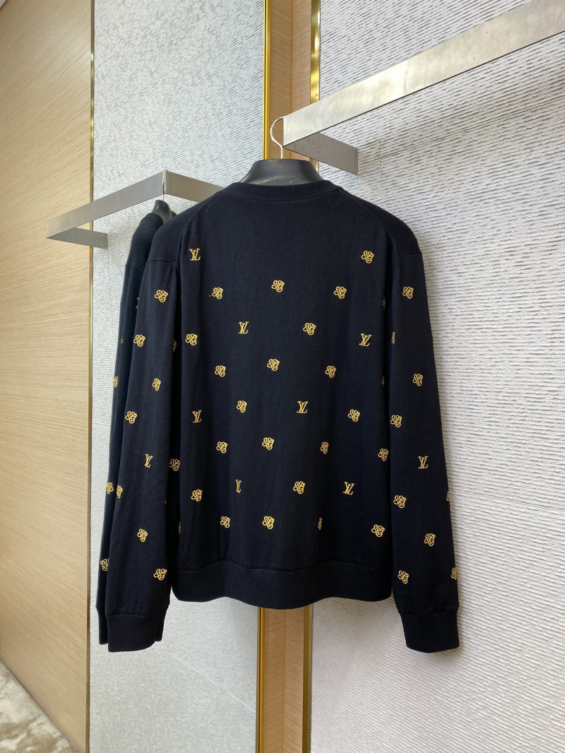 LV logo embroidered knitted wool cardigan 5