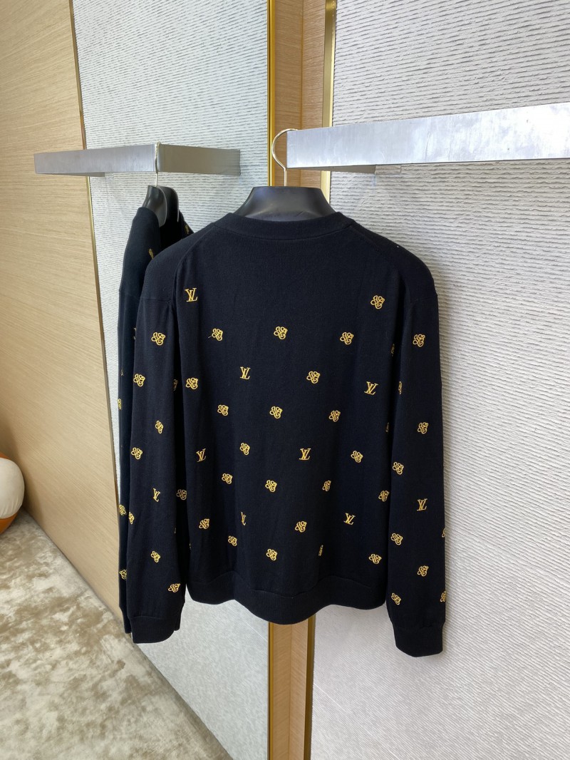 LV logo embroidered knitted wool cardigan 7