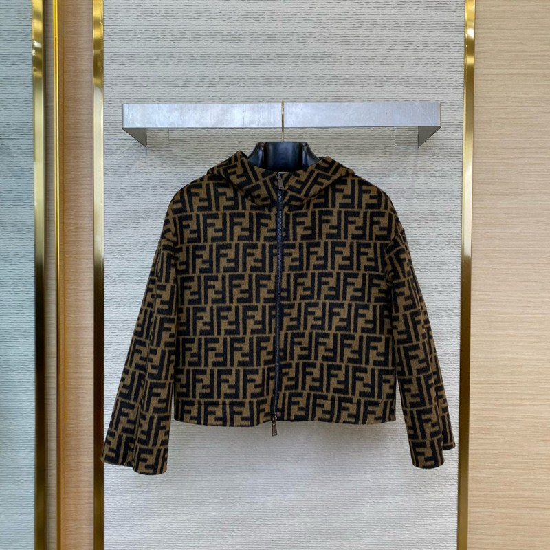 Fendi Old Flower Reversible Cashmere Short Jacket Black 2
