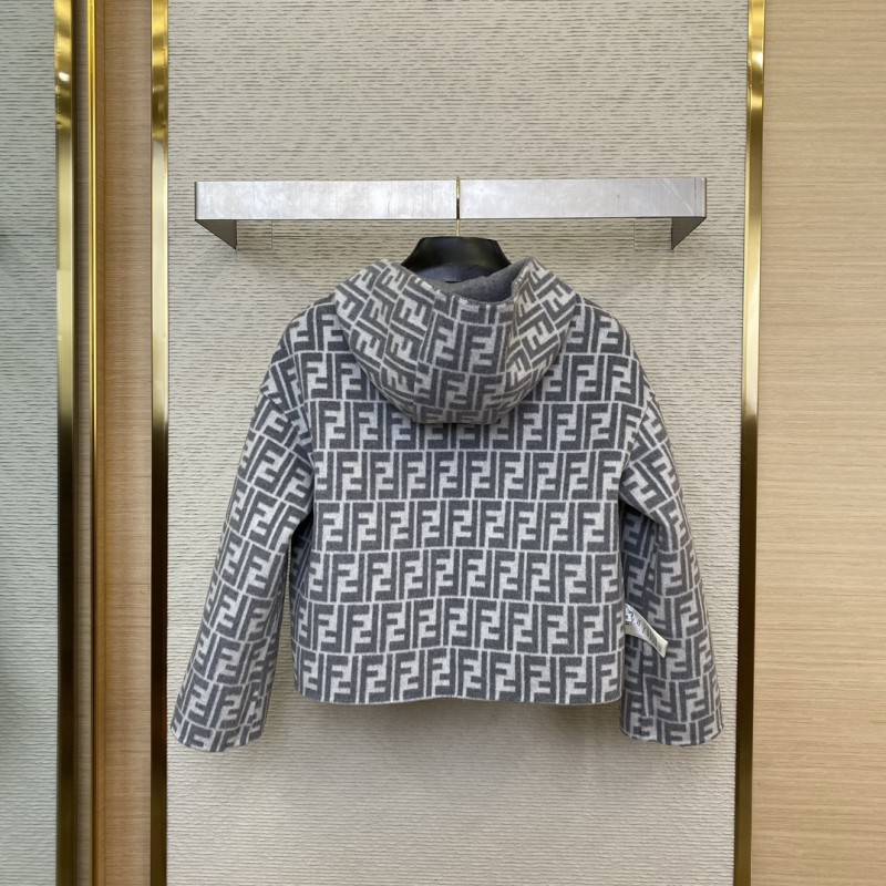 Fendi Old Flower Reversible Cashmere Short Jacket Grey 3