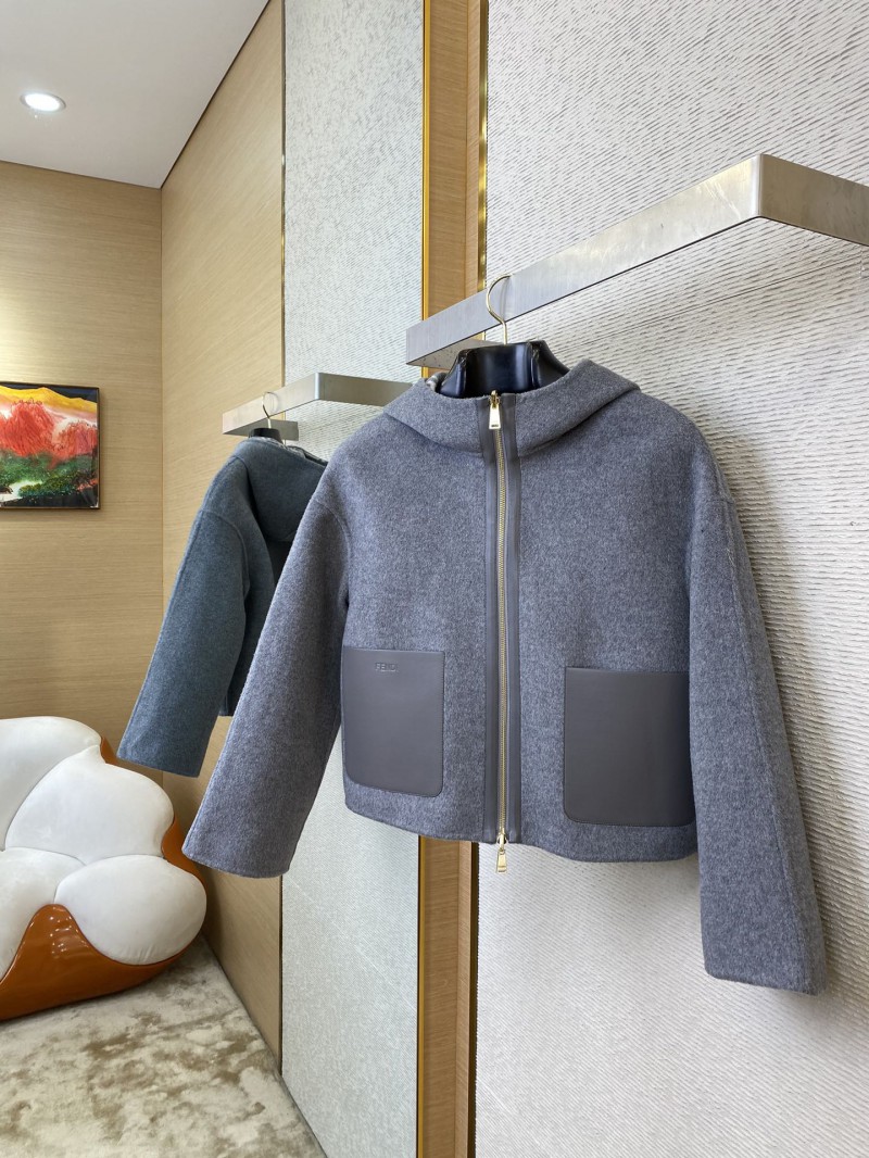 Fendi Old Flower Reversible Cashmere Short Jacket Grey 4
