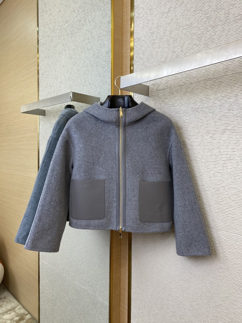 Fendi Old Flower Reversible Cashmere Short Jacket Grey 6