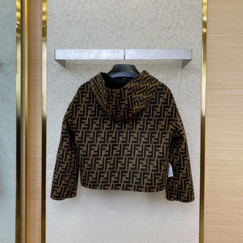 Fendi Old Flower Reversible Cashmere Short Jacket Black 3