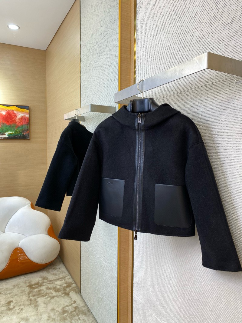 Fendi Old Flower Reversible Cashmere Short Jacket Black 4