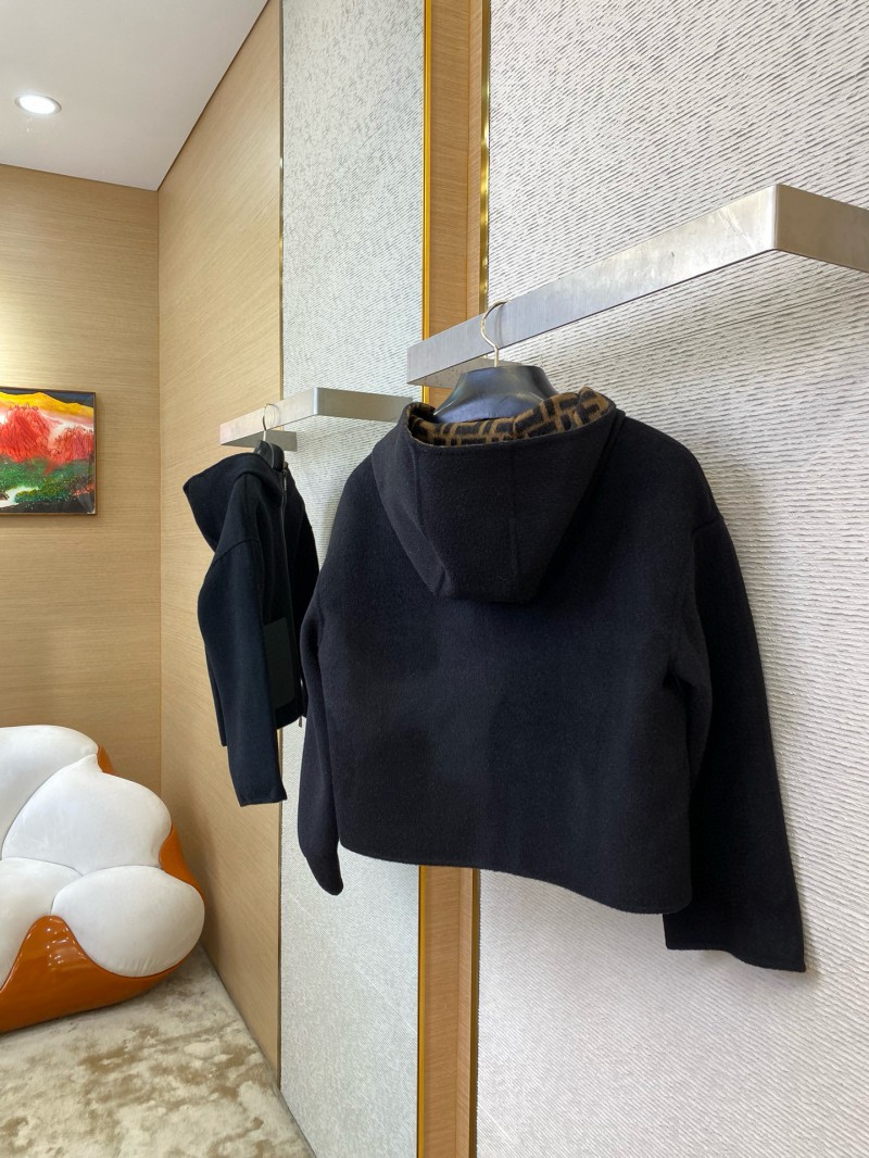 Fendi Old Flower Reversible Cashmere Short Jacket Black 5
