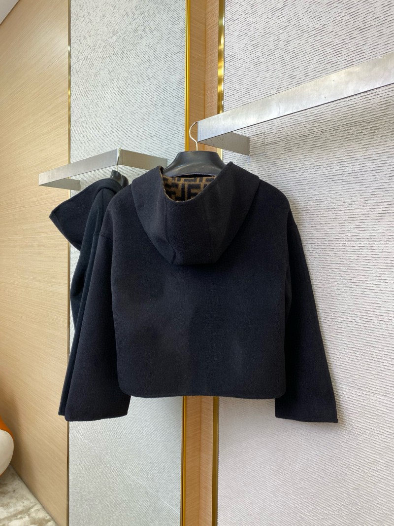 Fendi Old Flower Reversible Cashmere Short Jacket Black 7