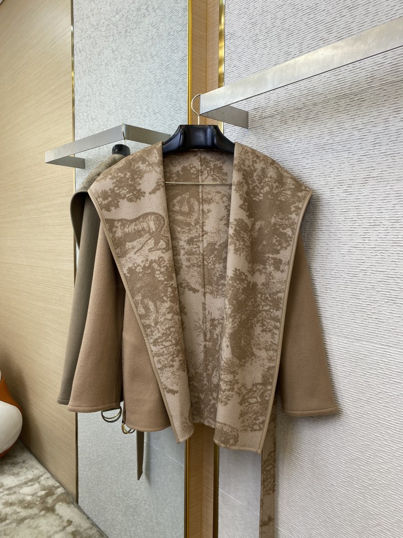 Dior short cape cashmere coat khaki 4