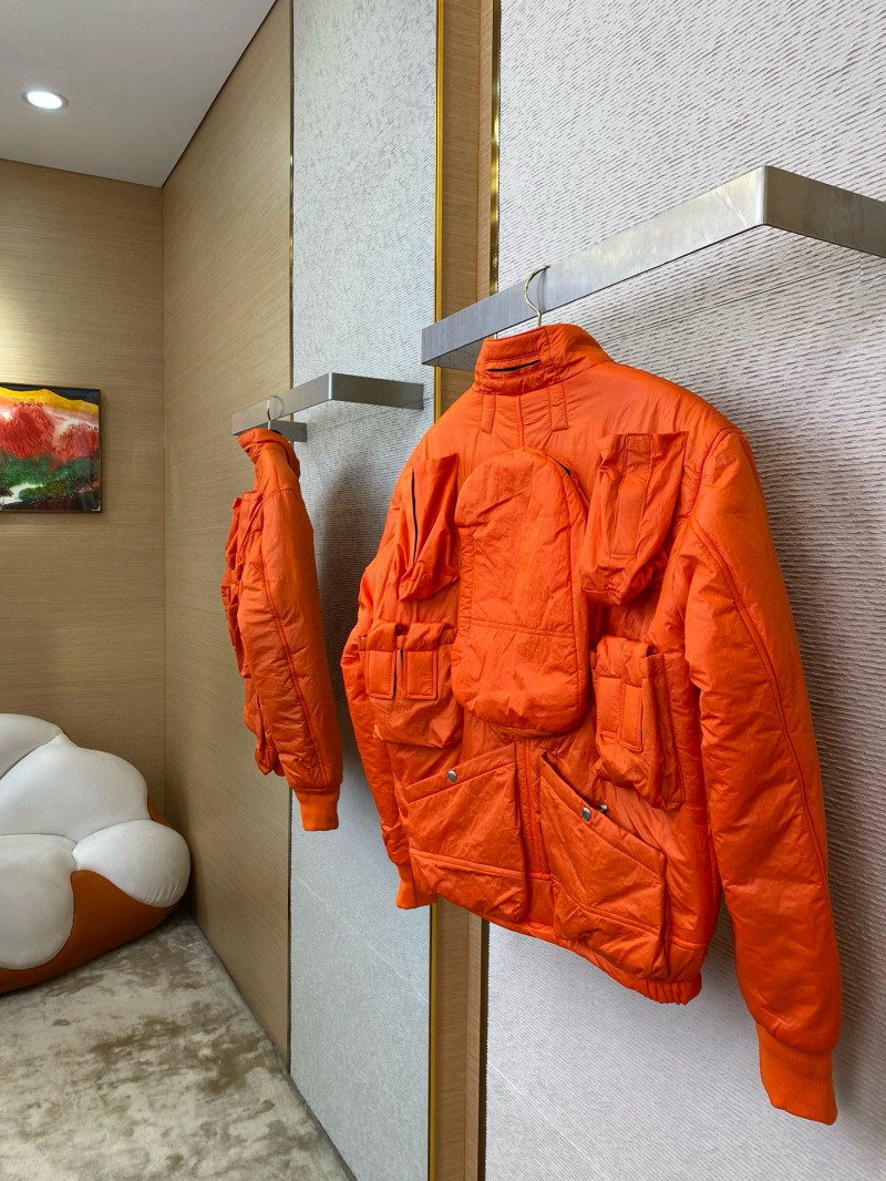 Dior Multi-Pocket Cotton Jacket Coat Orange 3