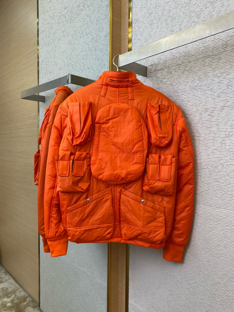 Dior Multi-Pocket Cotton Jacket Coat Orange 5