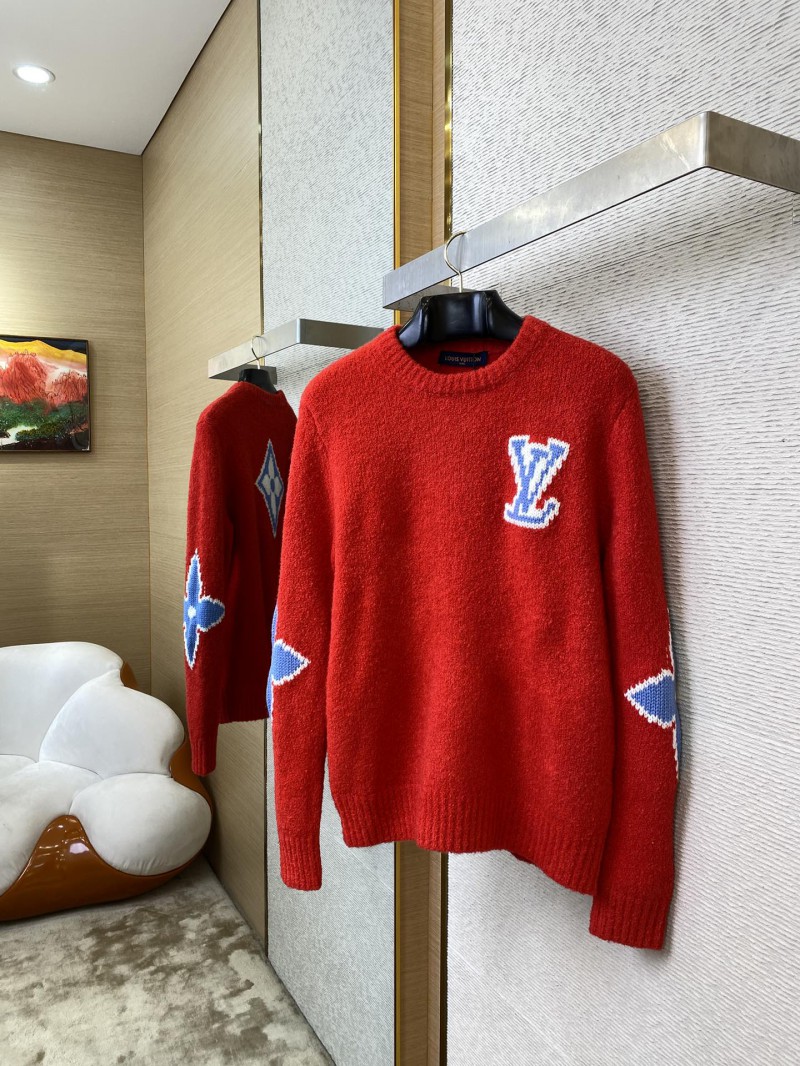 LV Appliqu??d Wool Pullover Red 2