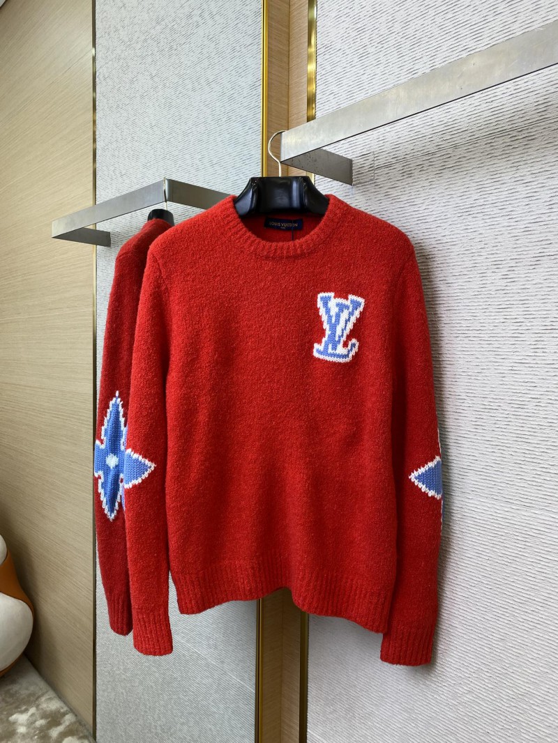 LV Appliqu??d Wool Pullover Red 4