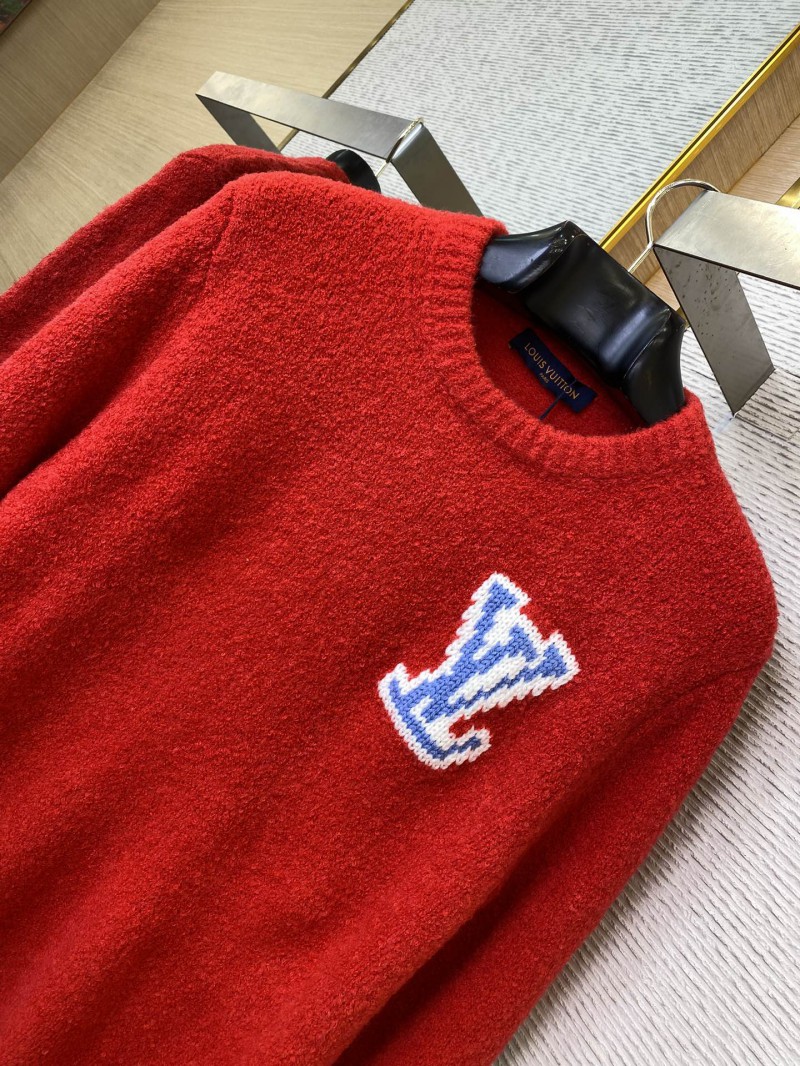 LV Appliqu??d Wool Pullover Red 5