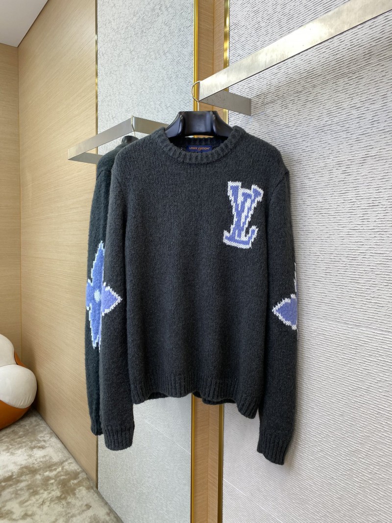 LV Appliqu??d Wool Pullover Grey 4