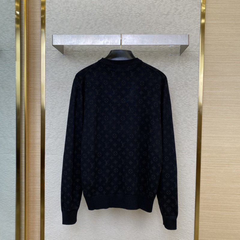 LV rhinestone round neck pullover wool jumper 1