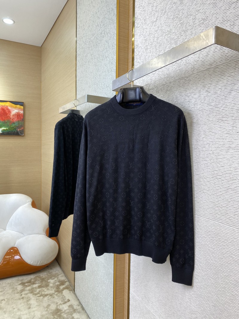 LV rhinestone round neck pullover wool jumper 2