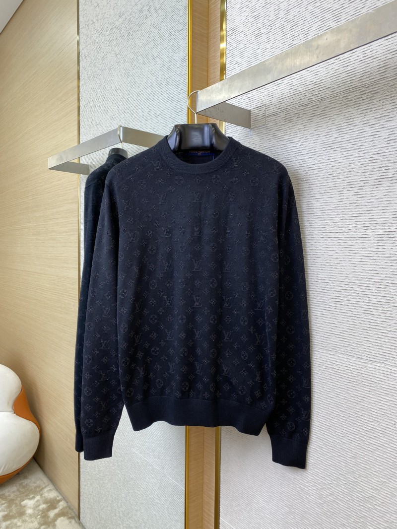 LV rhinestone round neck pullover wool jumper 4