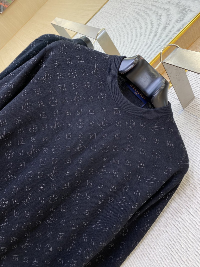 LV rhinestone round neck pullover wool jumper 5